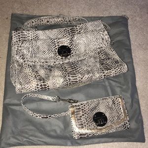 Elliot Lucca snakeskin shoulder bag w/mini clutch